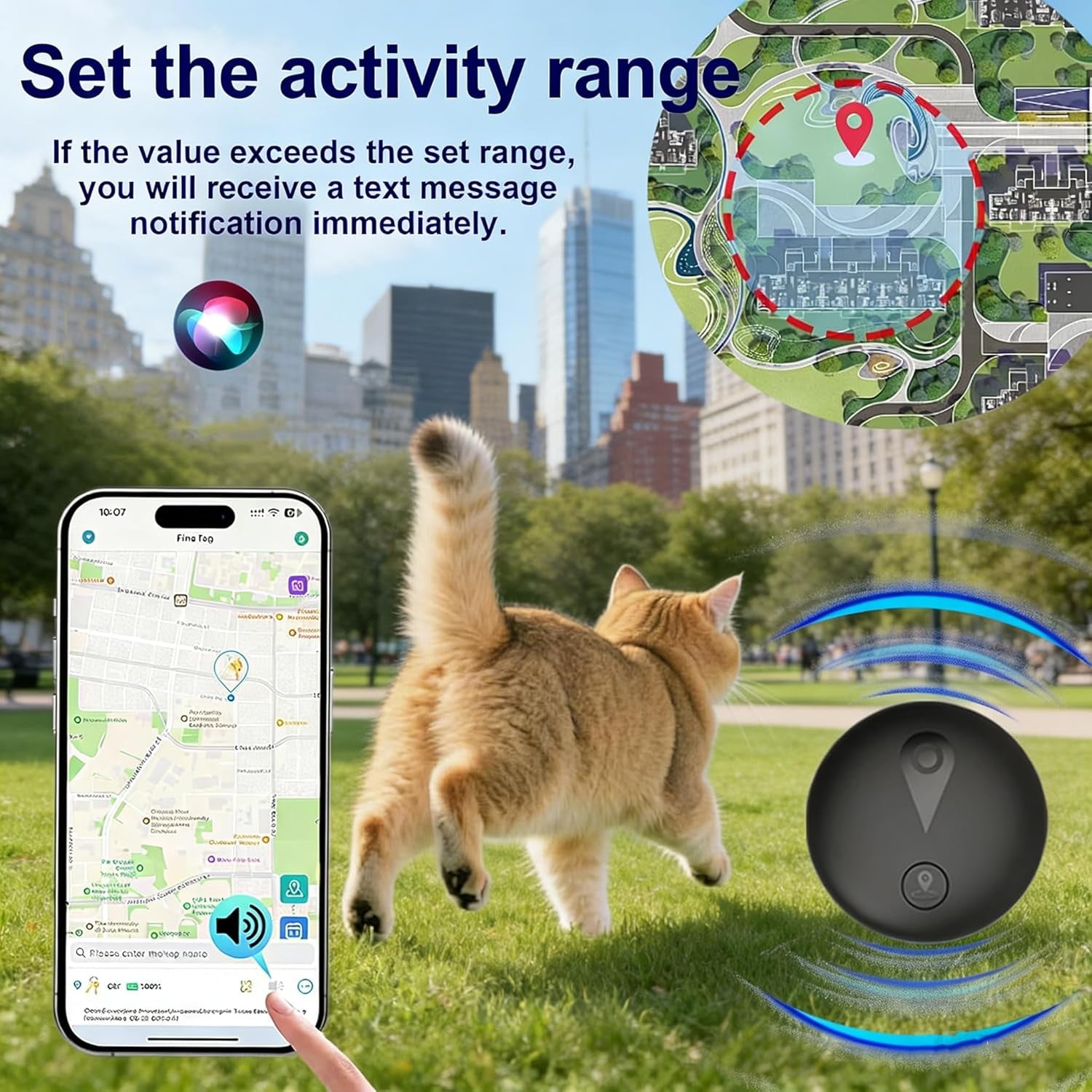 GPS Tracker for Dogs, Smart Collar with Real-Time Location - Pet Location Tracker with Holder, No Monthly Fee/No SIM Card, Works with Ios Find My, Ultra-Slim, IP68 Waterproof, 12-Month Working Time