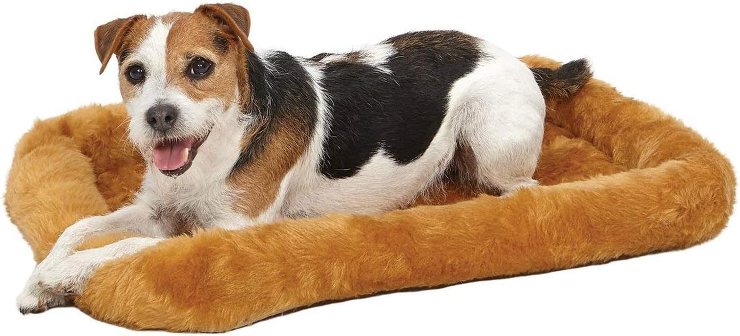 Cozy Gray Faux Fur Bolster Dog Bed - Ultra-Soft, Machine Washable, Perfect for XXS Dogs and Cats in 18-Inch Crates and Carriers
