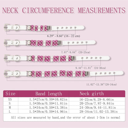 Luxury Pearl Pet Collar with Crystal Accents, Adjustable White Leather Strap, Rhinestone Decorative Design for Dogs and Cats (Fuchsia, XS(6"-8.8"))