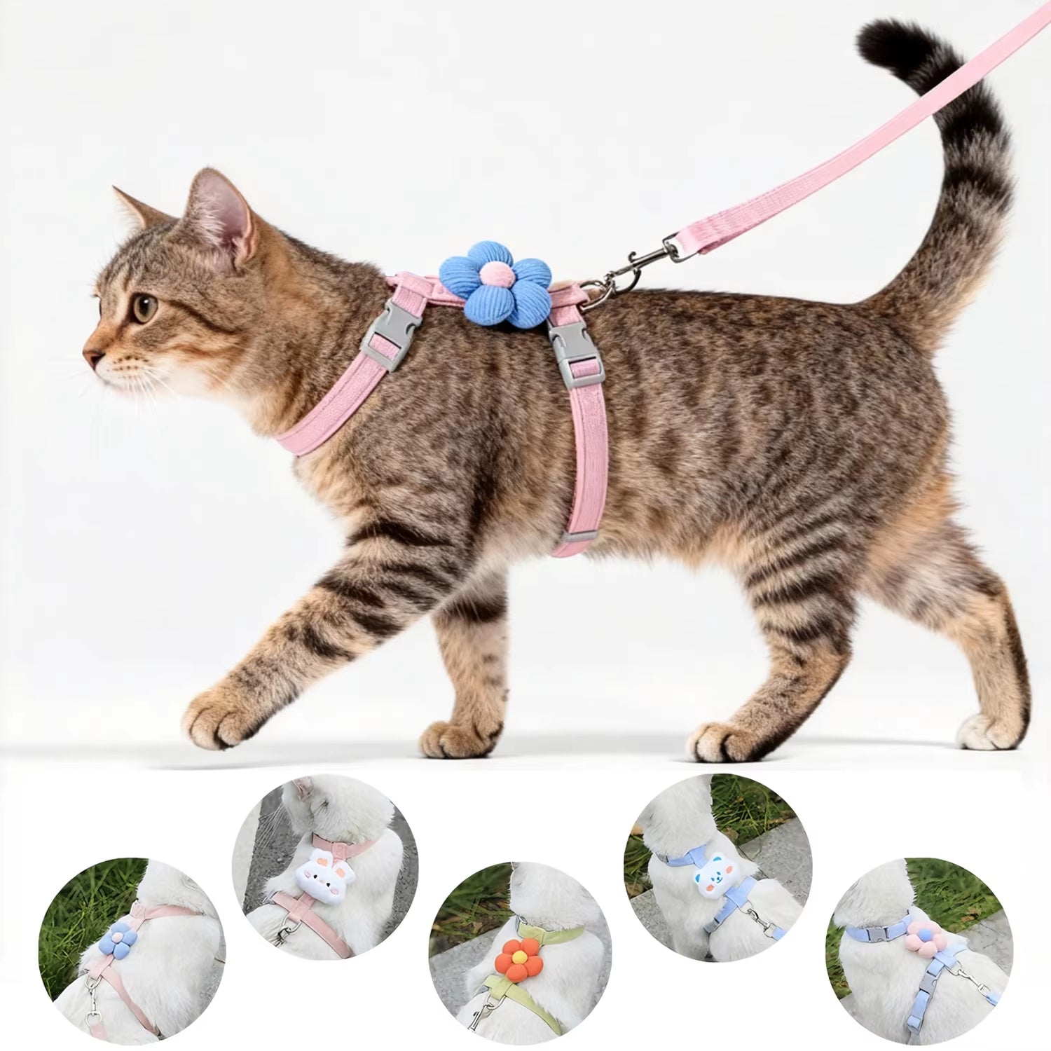 Adjustable Dog Harness for Small Dog Leash Breashable Small Cat Harness and Leash Sets Pet Harness Out Walking Dog Accessories