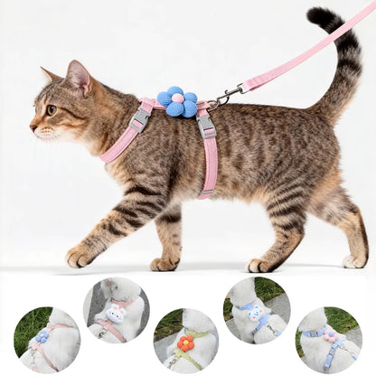 Adjustable Dog Harness for Small Dog Leash Breashable Small Cat Harness and Leash Sets Pet Harness Out Walking Dog Accessories