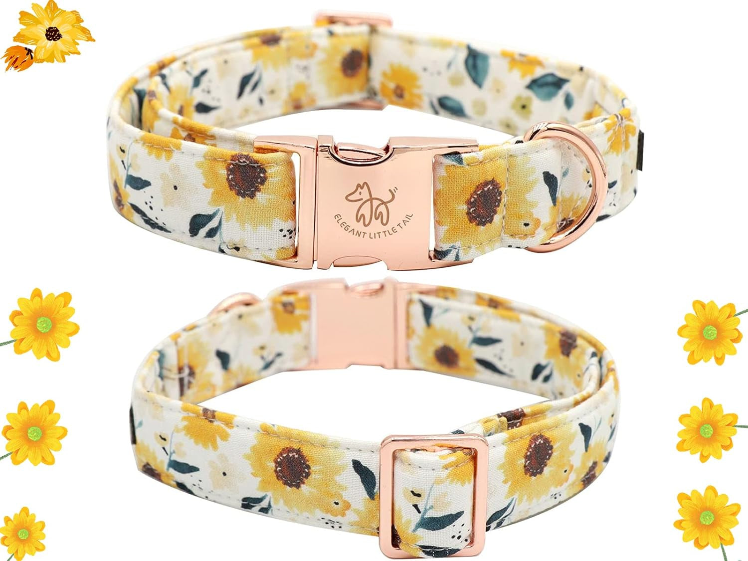 Dog Collar, Sunflower Pattern Pet Collar Durable Cute Dog Collars Summer Fall Female Pet Gift Adjustable Dog Collar for Medium Dogs