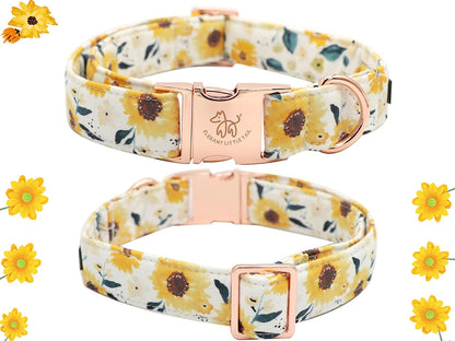 Dog Collar, Sunflower Pattern Pet Collar Durable Cute Dog Collars Summer Fall Female Pet Gift Adjustable Dog Collar for Medium Dogs