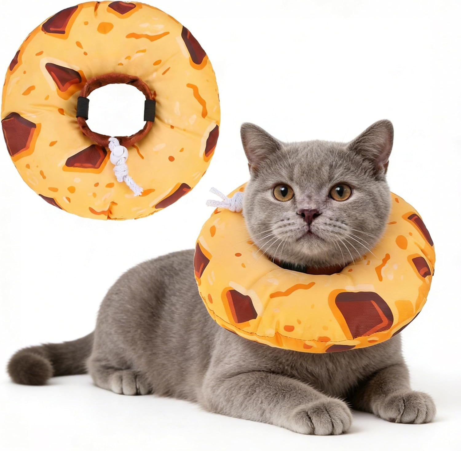 Cat Cone Collars Soft, Cat Recovery E Collars after Surgery to Stop Licking, Adjustable Elizabeth Circle Collar Cute Pet Donut Pillow for Cats Kitten Small Dogs, Cute Shark S