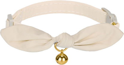 Cotton Breakaway Cat Collar with Bow Tie and Bell, Adjustable Cute Soft Corduroy Kitten Collars for Girl Cats