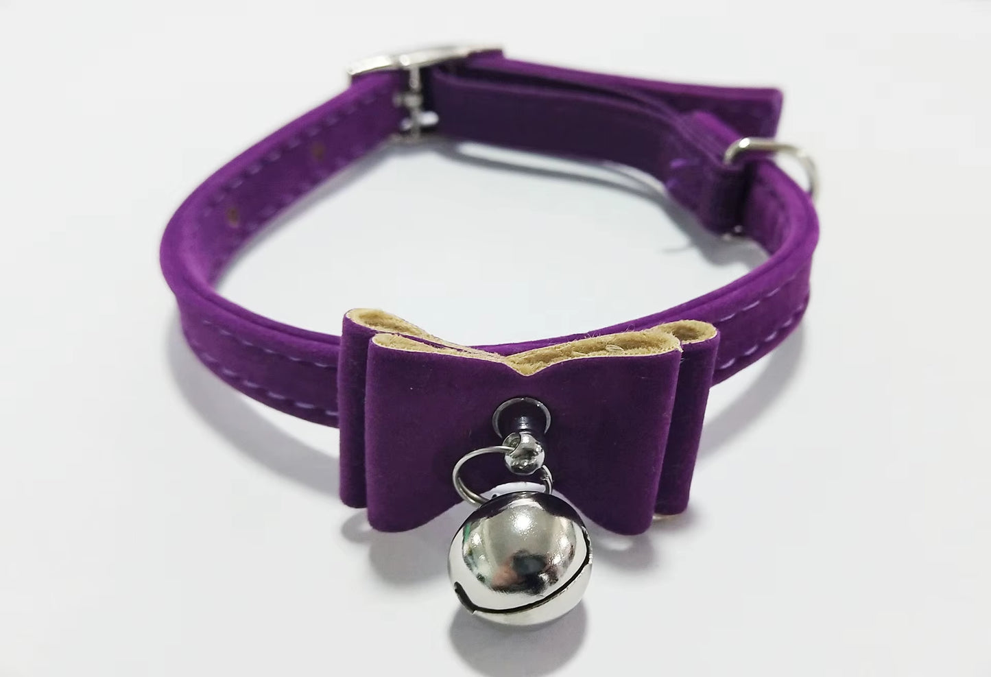 Safety Elastic Cat Collar Bowtie with Bell Small Dog Cat Collar Safe Soft Velvet 6 Colors Kitten Bow Tie Necklace Pet Supplies