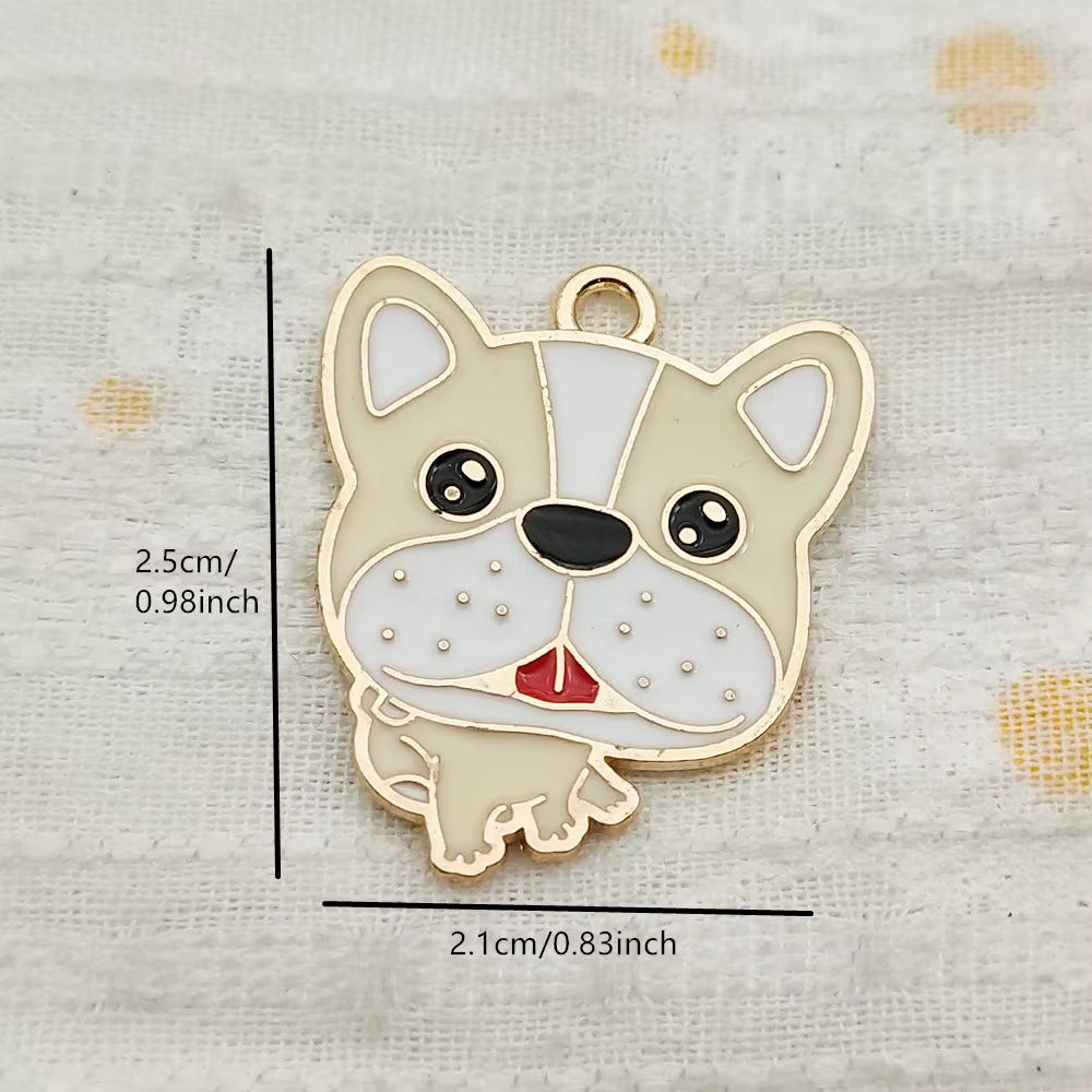 10Pcs Dog Charm Jewelry Accessories Diy Making Craft Enamel Necklace Earring Pendant Keychain Charms Alloy Metal Gold Plated