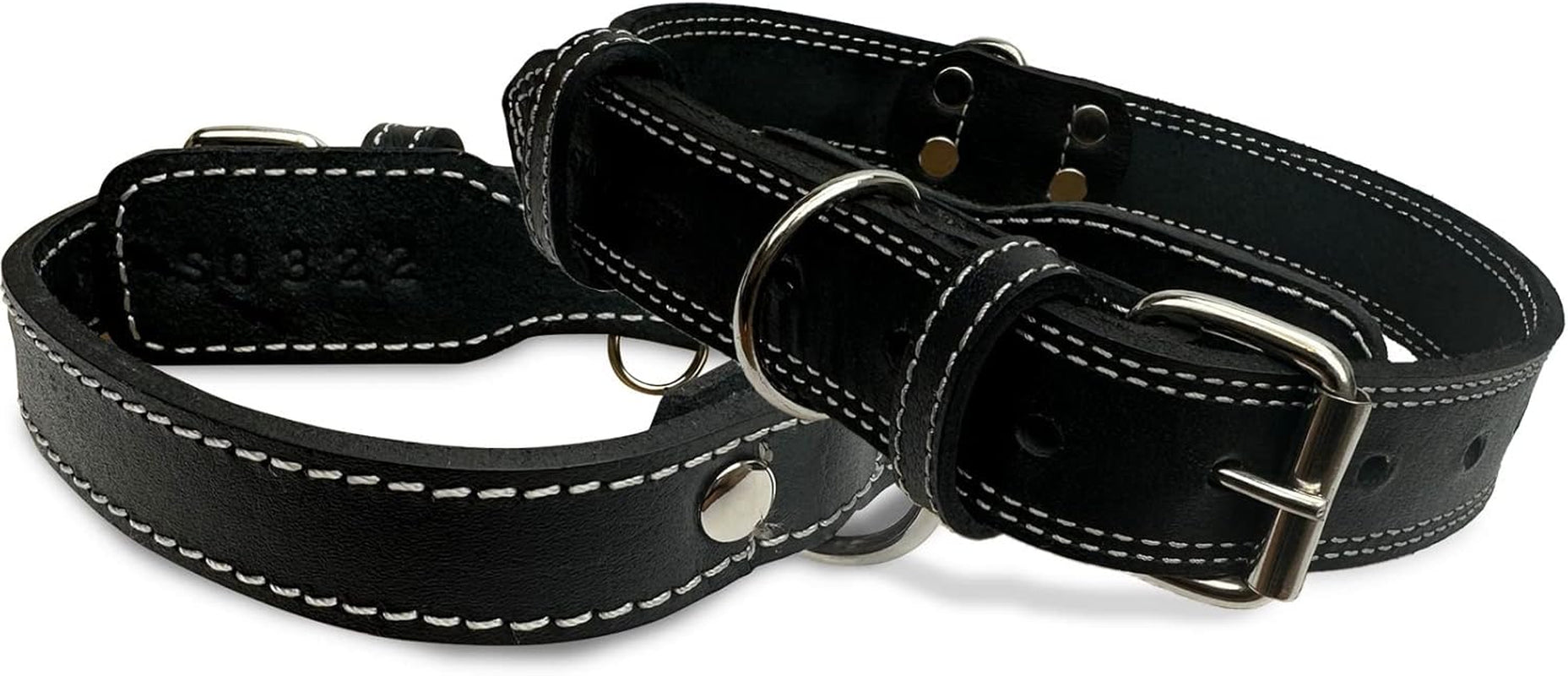 Leather Dog Collar with Reinforced Hardware, Heavy Duty Dog Collars for All Breeds, Made of Top Grain Genuine Leather That Is Soft & Durable (Brown, LG)