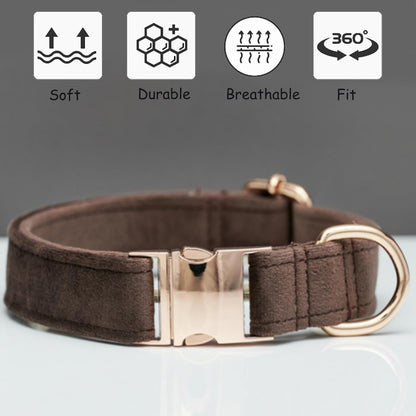 Velvet Dog Collar for Small Medium Dog, Durable Soft Velvet, White Green Orange Brown for Girl Boy, Adjustable Metal Buckle Puppy Collar Suitable for Running, Playing and Weddings. (Brown, XS)