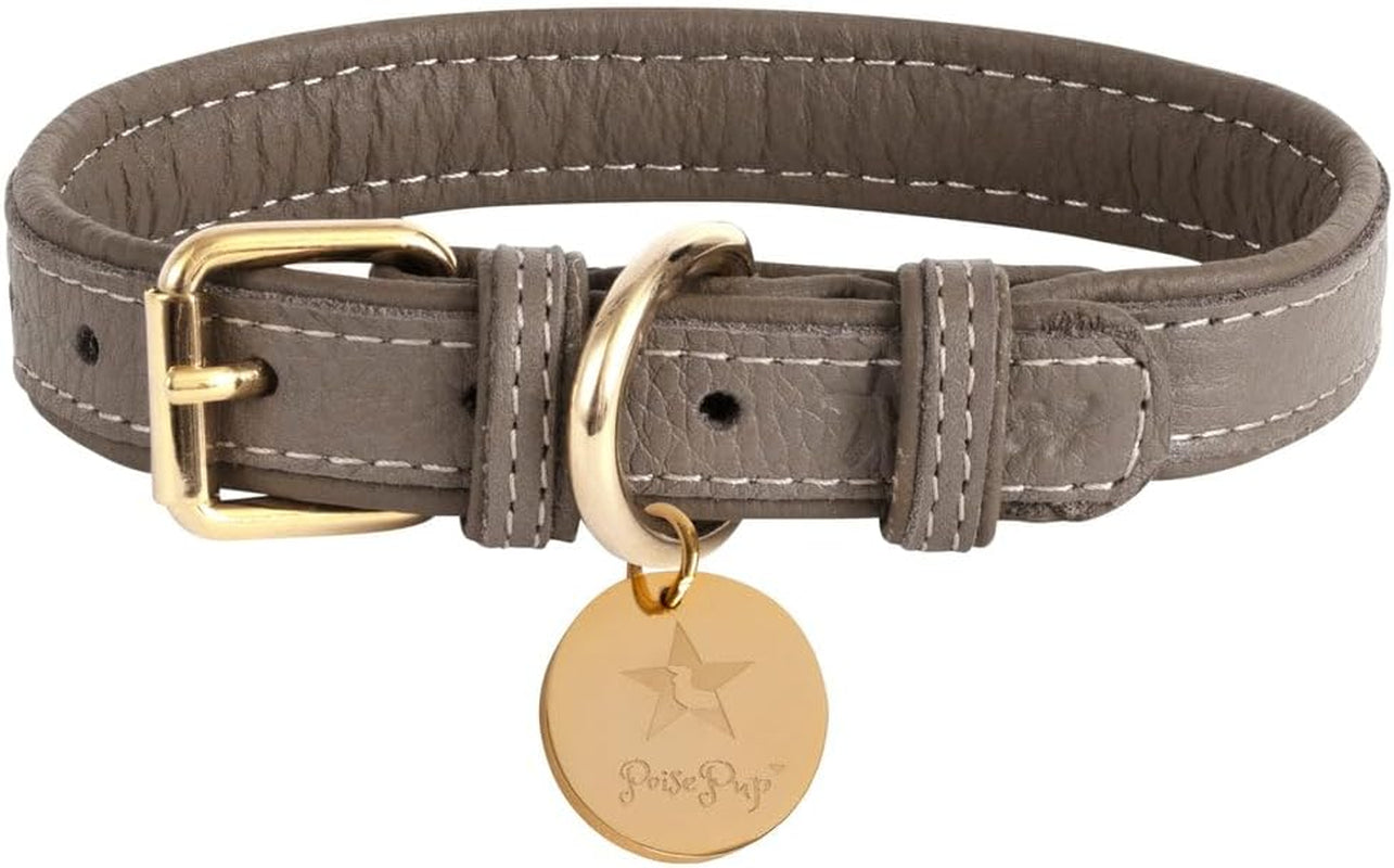 Genuine Leather Collar with Buckle for Dogs - Handmade, Adjustable & Soft - Brown | Light Pink - Medium (12.5-15.7 In)