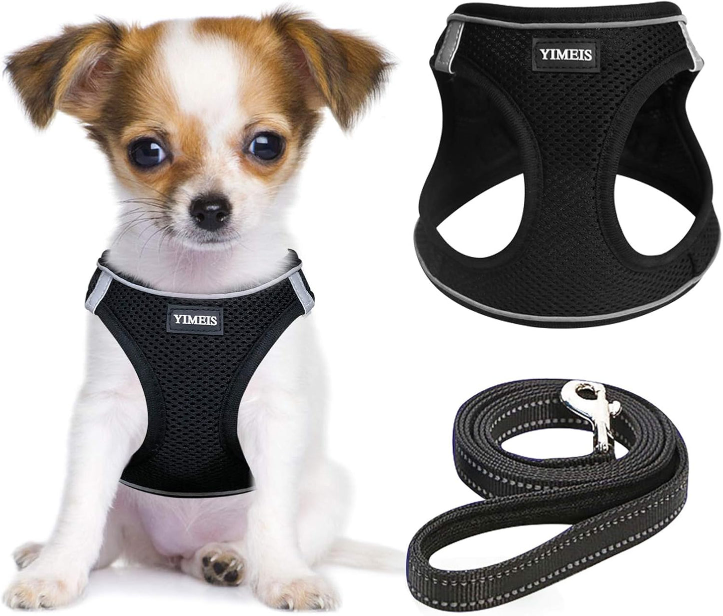 Dog Harness and Leash Set, No Pull Soft Mesh Pet Harness, Reflective Adjustable Puppy Vest for Small Medium Large Dogs, Cats (Pink, X-Small (Pack of 1)