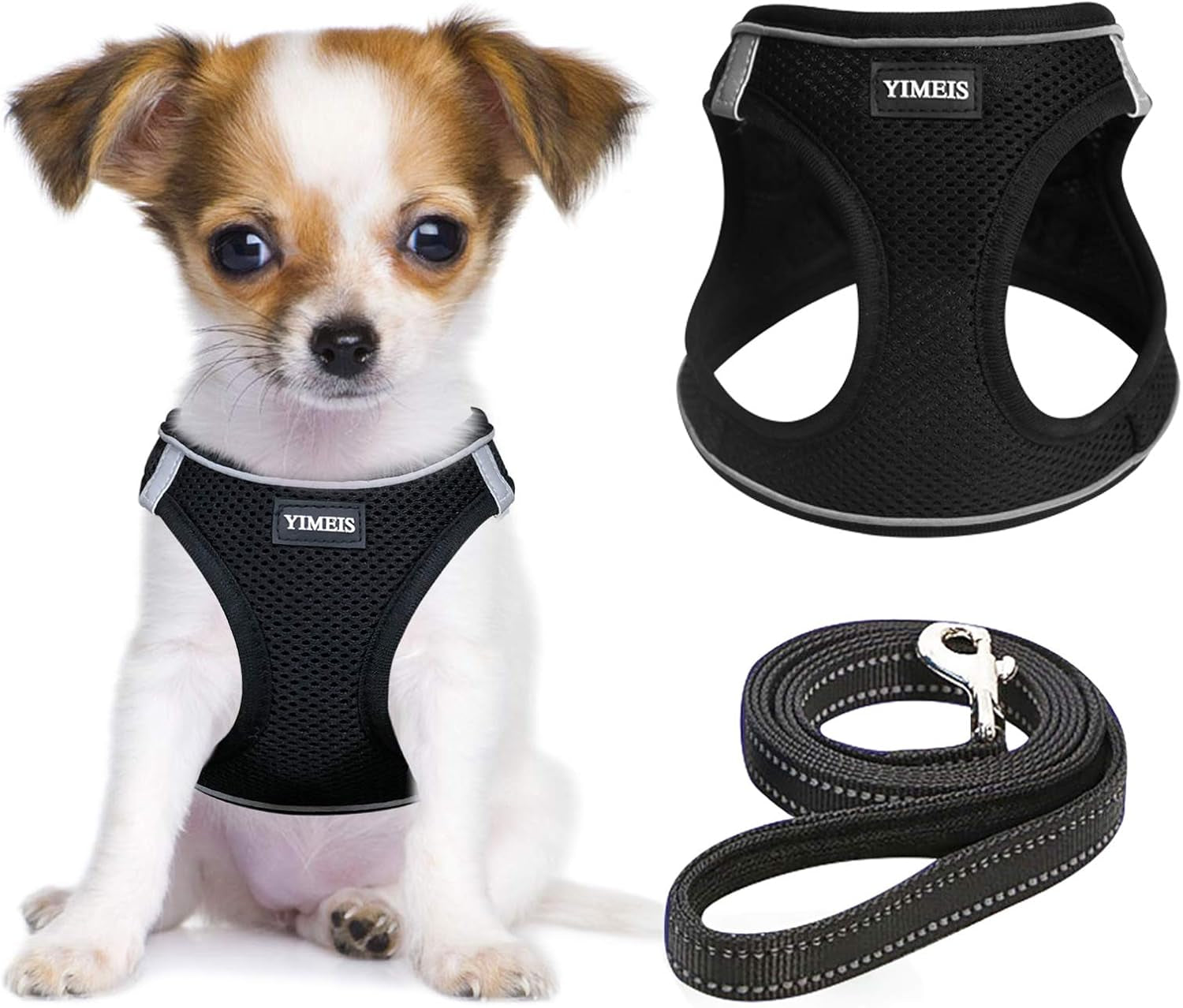 Dog Harness and Leash Set, No Pull Soft Mesh Pet Harness, Reflective Adjustable Puppy Vest for Small Medium Large Dogs, Cats (Pink, X-Small (Pack of 1)
