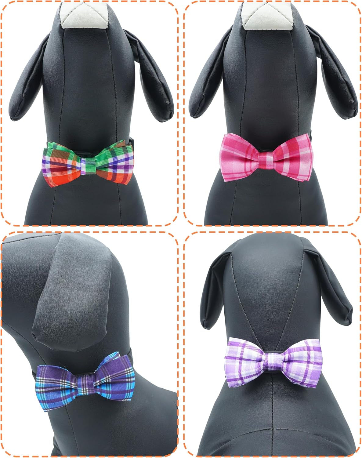 10 Pack Plaid Small Dog Bow Ties Sliding Collar Attachments Puppy Cats Classic Bowties for Medium Dogs Rainbow Bowknots Christmas Party Holiday Pet Grooming Accessories(Small)