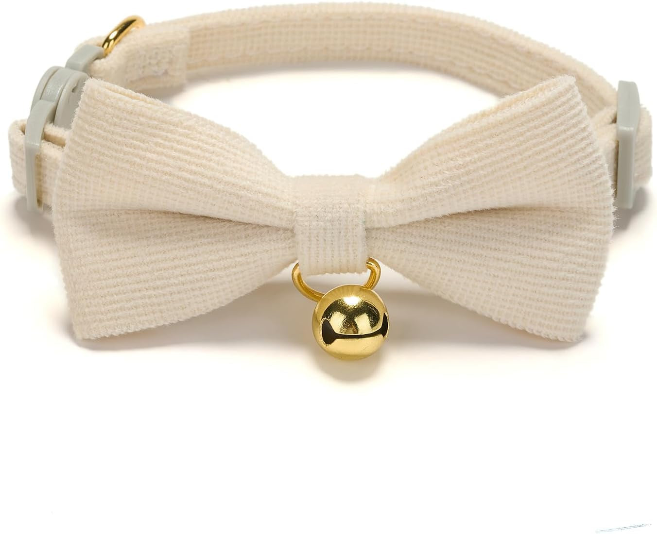 Cotton Breakaway Cat Collar with Bow Tie and Bell, Adjustable Cute Soft Corduroy Kitten Collars for Girl Cats