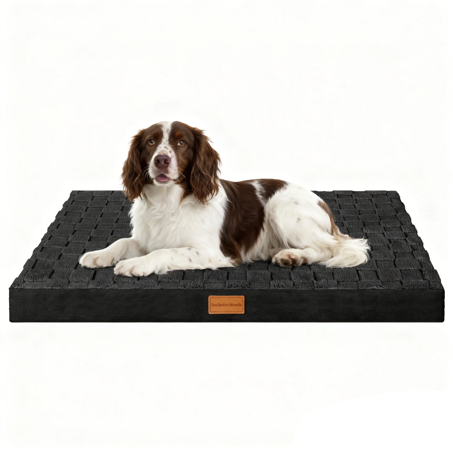 Checkered Orthopedic Pet Bed for Medium Dogs 36"X24", Waterproof Removable Washable Cover, Black