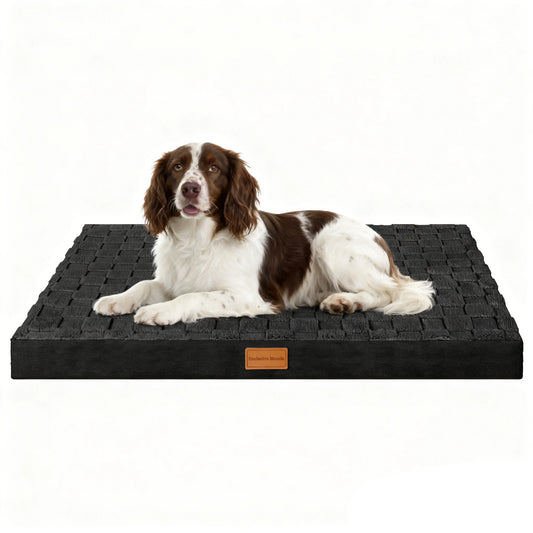 Checkered Orthopedic Pet Bed for Medium Dogs 36"X24", Waterproof Removable Washable Cover, Black
