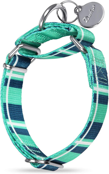 Martingale Dog Collar No Pull Pet Collar Heavy Duty Dog Martingale Collars Silky with Unique Geometric Pattern for Medium and Large Dogs (Large, Turquoise)