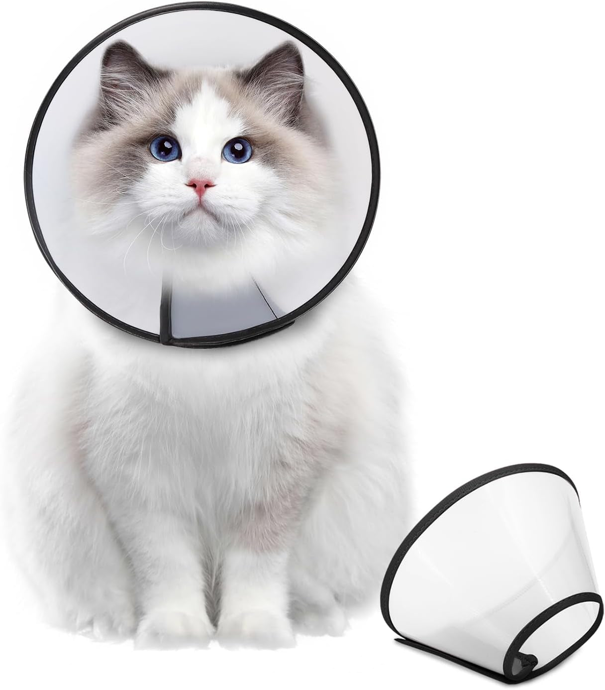 Dog Cone Collar Adjustable after Surgery, Comfortable Pet Recovery Collar & Cone for Large Medium Small Dogs, Elizabethan Dog Neck Collar Plastic Practical （L）