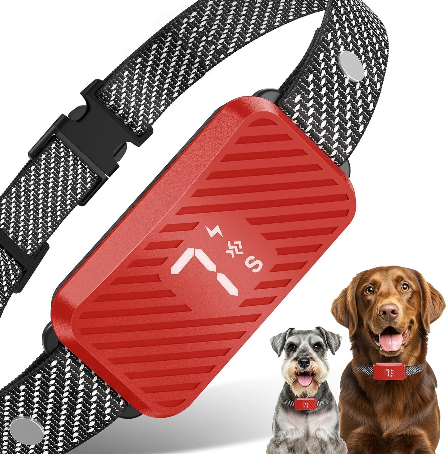 Dog Bark Collar for Large Medium Small Dogs, Effective No-Bark Collar, Smart Barking Collar, Rechargeable Bark Collar with 7-Level Sensitivity, 3 B & V Modes, Waterproof, Neon Orange