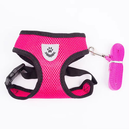 Adjustable Mesh Cute Small Cat Leash Breathable Summer Vest Cat Harness Leash Set Reflective for Small Dog Harness Leash