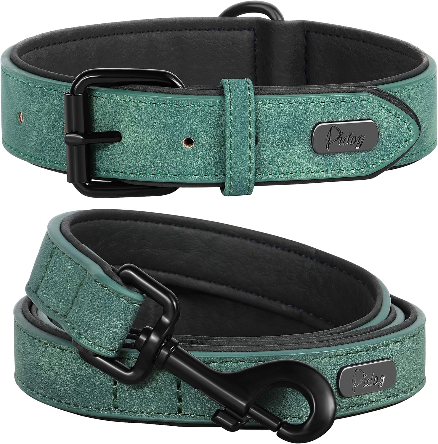 Soft Padded PU Leather Dog Collar, Breathable and Adjustable Dog Collars for Medium Dogs, Comfortable for Daily Walk, Purple, L Fit Neck 14-18"(22-44 Lbs)