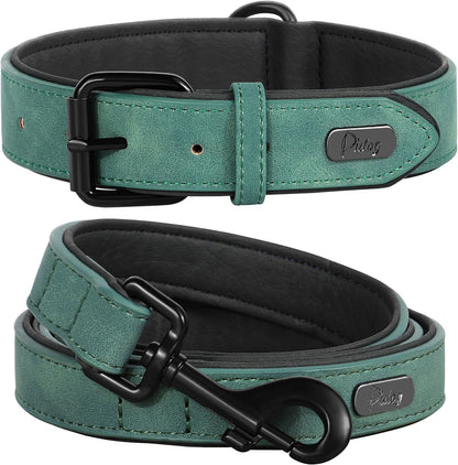 Soft Padded PU Leather Dog Collar, Breathable and Adjustable Dog Collars for Medium Dogs, Comfortable for Daily Walk, Purple, L Fit Neck 14-18"(22-44 Lbs)