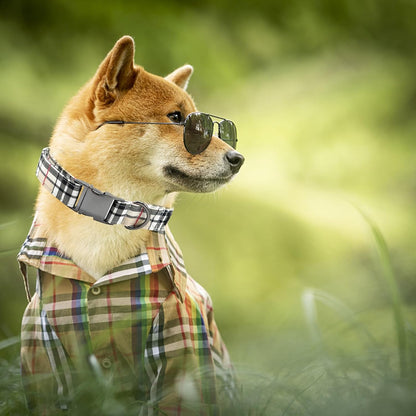 Dog Collars, Plaid Print Pet Collar Durable Metal Collar Soft Girl Boy Dog Collars Adjustable Dog Collar for Large Dogs