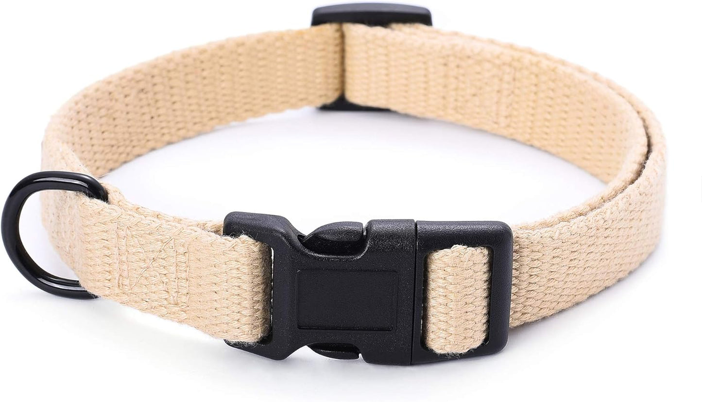 | Genuine Leather Dog Collar | Heavy Duty Canvas Dog Collars with Adjustable Rust-Proof Metal Pin Buckle | Boy Dog Collars for Medium Dogs(Pin Buckle-Turquoise Green)