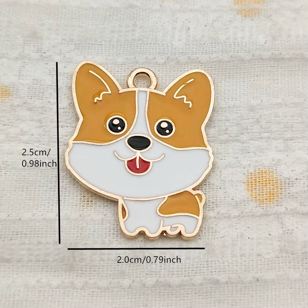 10Pcs Dog Charm Jewelry Accessories Diy Making Craft Enamel Necklace Earring Pendant Keychain Charms Alloy Metal Gold Plated