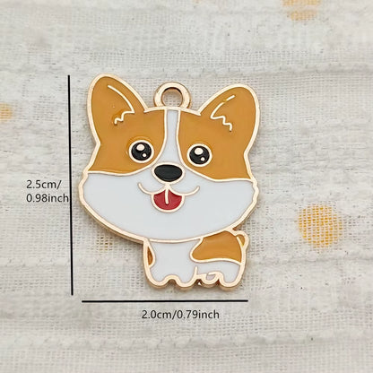 10Pcs Dog Charm Jewelry Accessories Diy Making Craft Enamel Necklace Earring Pendant Keychain Charms Alloy Metal Gold Plated