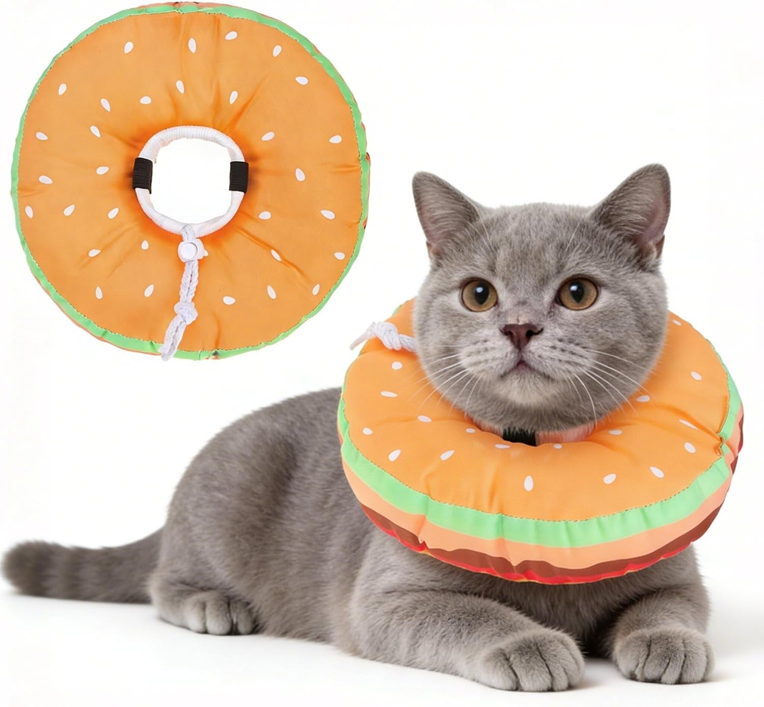 Cat Cone Collars Soft, Cat Recovery E Collars after Surgery to Stop Licking, Adjustable Elizabeth Circle Collar Cute Pet Donut Pillow for Cats Kitten Small Dogs, Cute Shark S