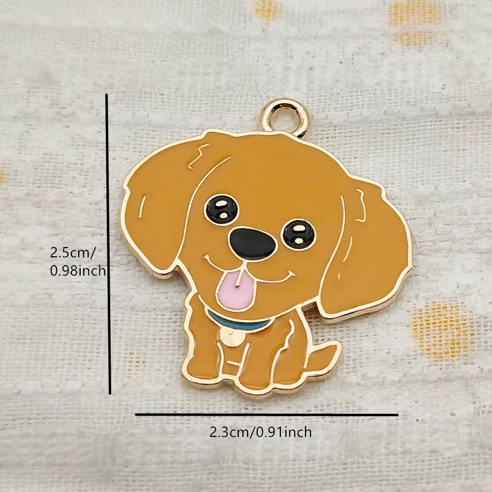 10Pcs Dog Charm Jewelry Accessories Diy Making Craft Enamel Necklace Earring Pendant Keychain Charms Alloy Metal Gold Plated