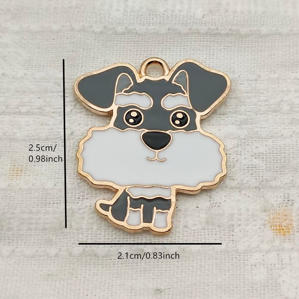 10Pcs Dog Charm Jewelry Accessories Diy Making Craft Enamel Necklace Earring Pendant Keychain Charms Alloy Metal Gold Plated
