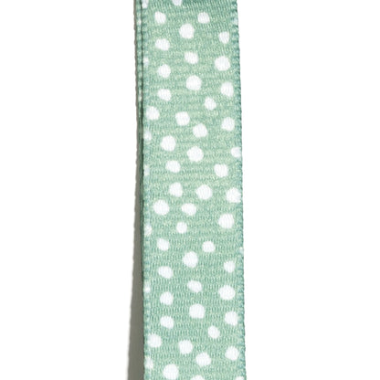 Polka Dot Print Fashion Dog Collar, Metal Buckle, Green, Small