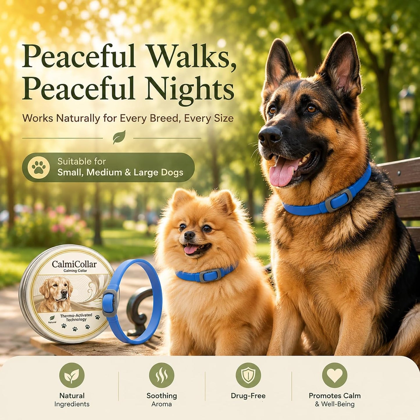 Calming Collars for Dogs - Adjustable Pheromone Therapy for All Sizes to Soothe and Relax Your Pet
