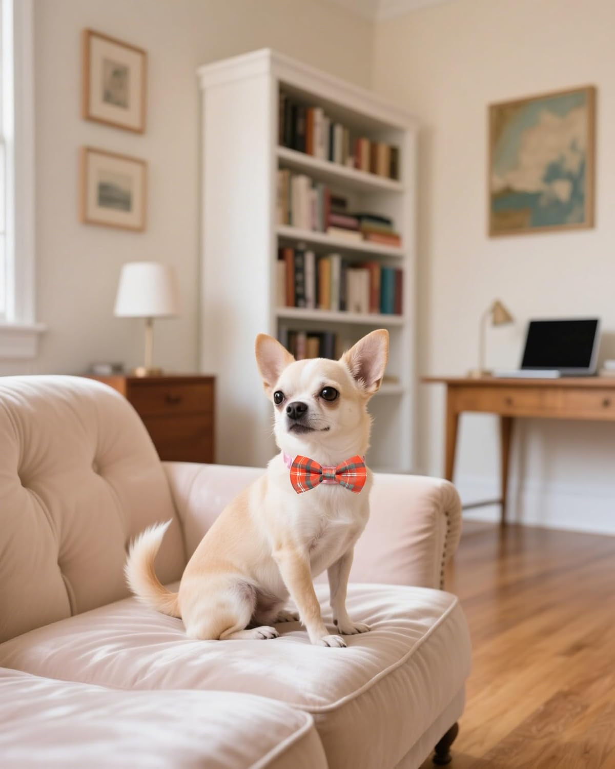 10 Pack Plaid Small Dog Bow Ties Sliding Collar Attachments Puppy Cats Classic Bowties for Medium Dogs Rainbow Bowknots Christmas Party Holiday Pet Grooming Accessories(Small)