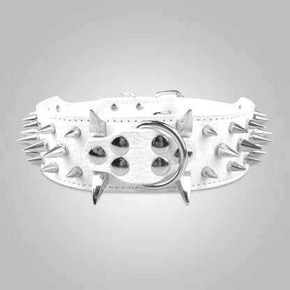 Spiked Studded Dog Collar, PU Leather Dog Collar, Adjustable Pet Collars for Medium or Large Breed Pet (L, Gold Brown2)