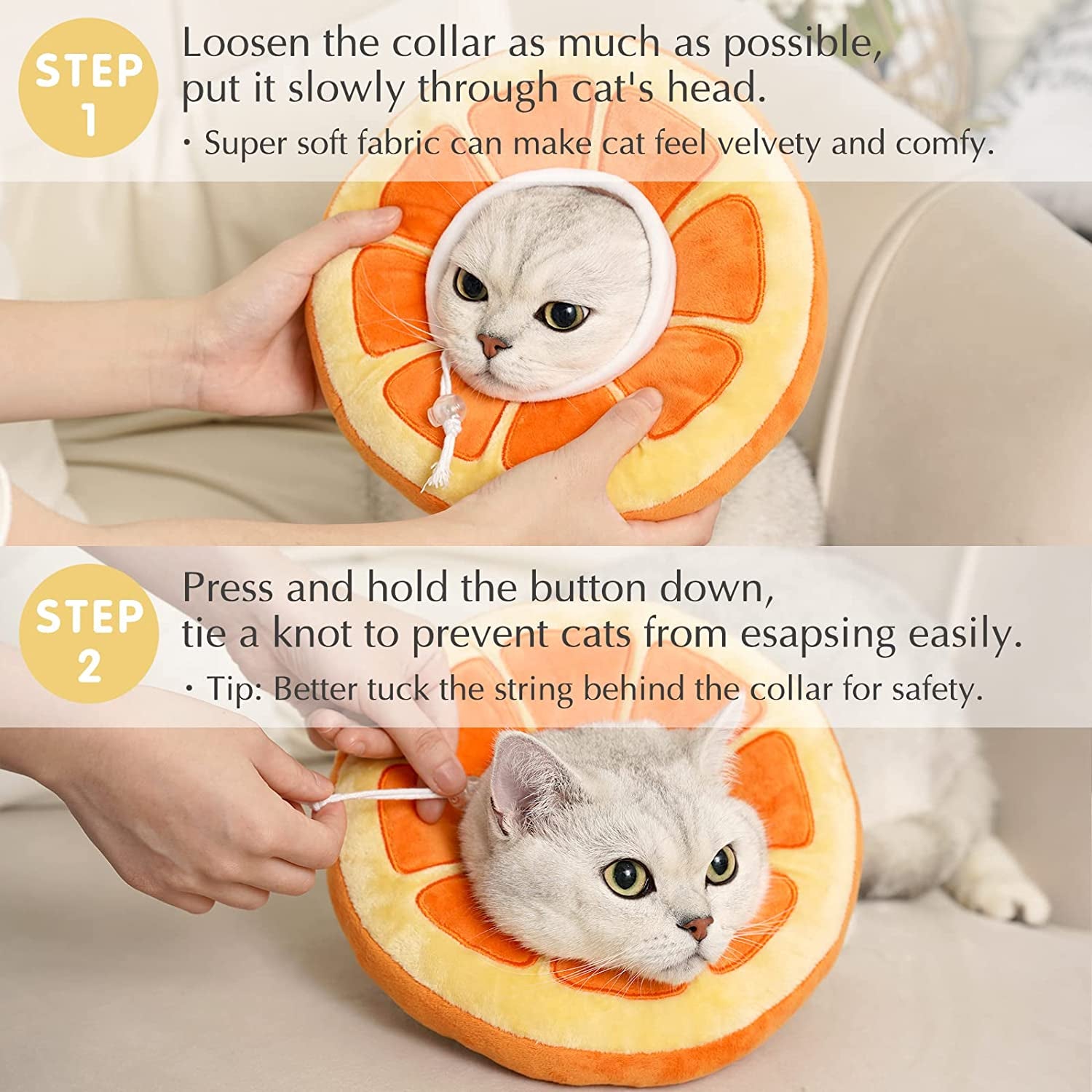 Adjustable Cat Cone Collar Soft, Cute Cat Donut Collar after Surgery, Kitten Recovery Cones to Stop Licking