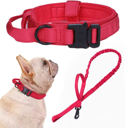 Tactical Dog Collar Adjustable Military Nylon Dog Collar with Control Handle and Heavy Duty Metal Buckle for Medium and Large Dogs (Brown,M)