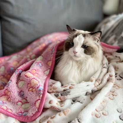 New Winter Soft Flannel Fleece Cat Dog Bed Blanket Bed Mats Paw Foot Print Warm Pet Sleeping Beds Cover Mat for Dogs Cats Pets