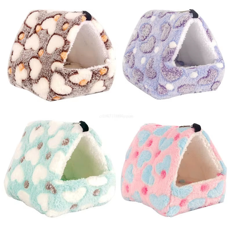 Hamster House Warm Soft Beds and Houses Rodent Cage Printed Hammock for Rats Cotton Guinea Pig Accessories Small Animals 햄스터