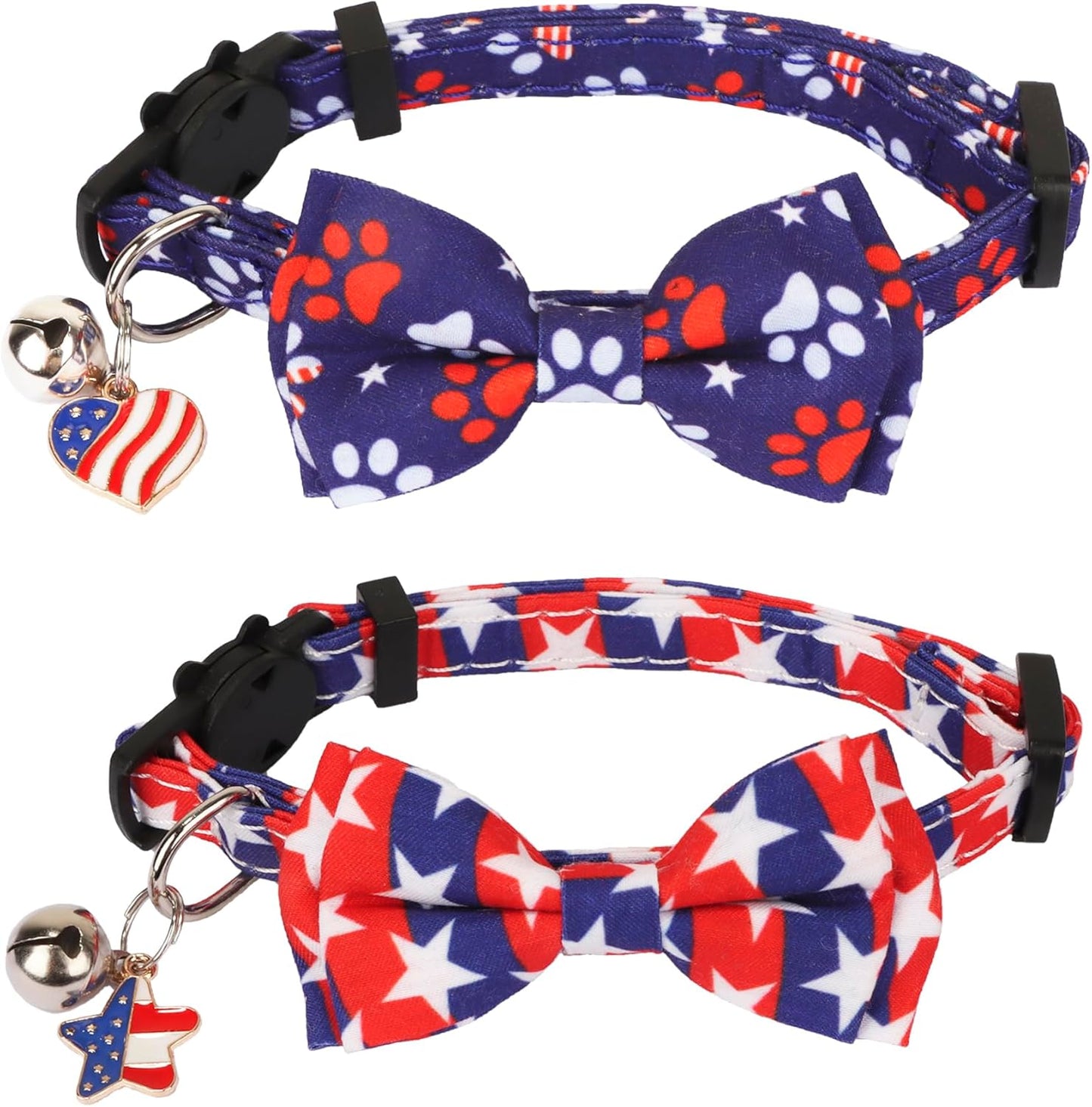 St. Patrick'S Day Cat Collars with Bow Bell, Green Shamrock Pattern Kitten Collar with Removable Bowtie, Pet St Patricks Collars for Cats Kittens (St. Patrick'S Day)