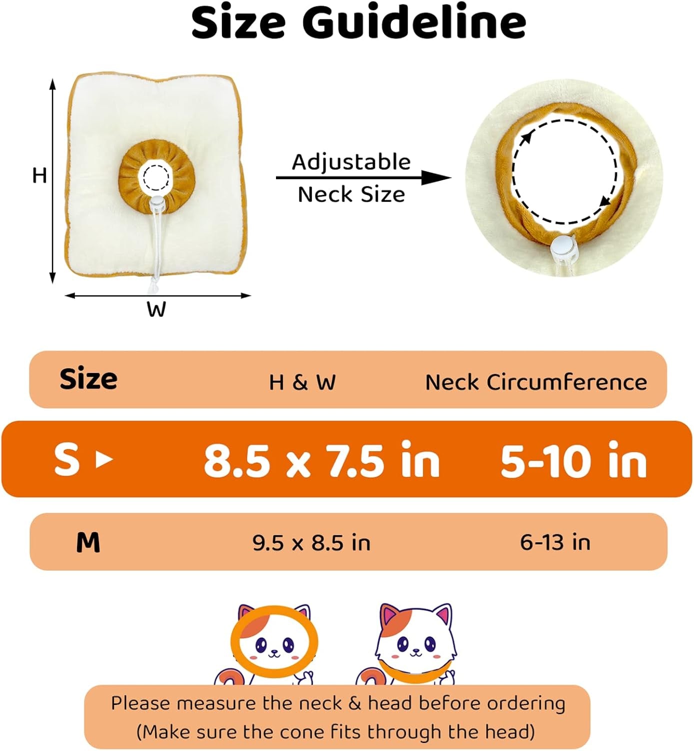 Adjustable Cat Cone Collar Soft, Cat Recovery Collar, after Surgery Neck Cone, Elizabethan Collar for Kitten