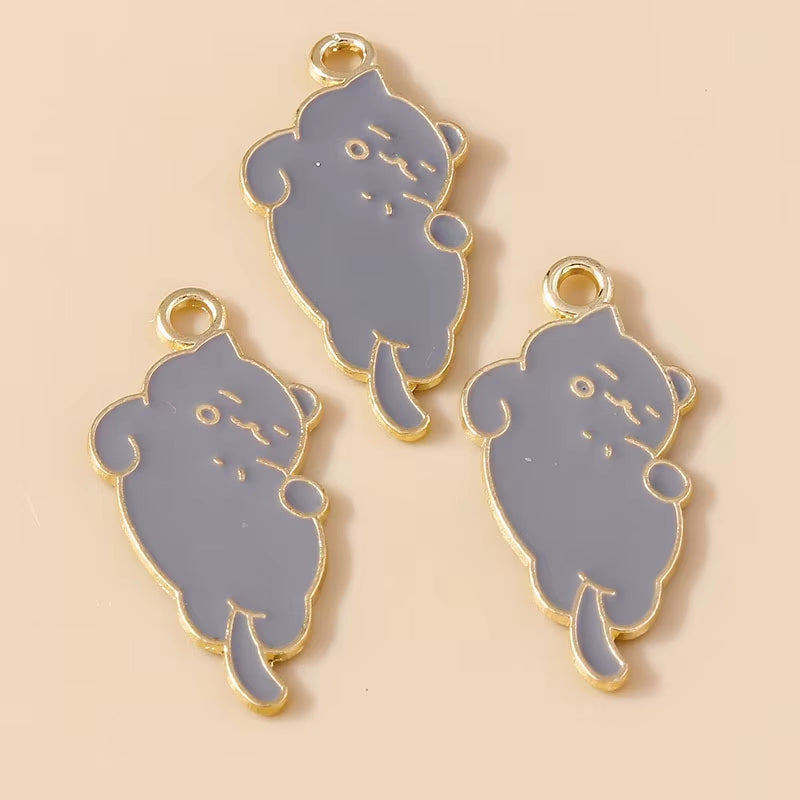 10Pcs Enamel Cute Cat Charm for Jewelry Making Kawaii Animal Pendant Necklace Bracelet Earring Accessories DIY Craft