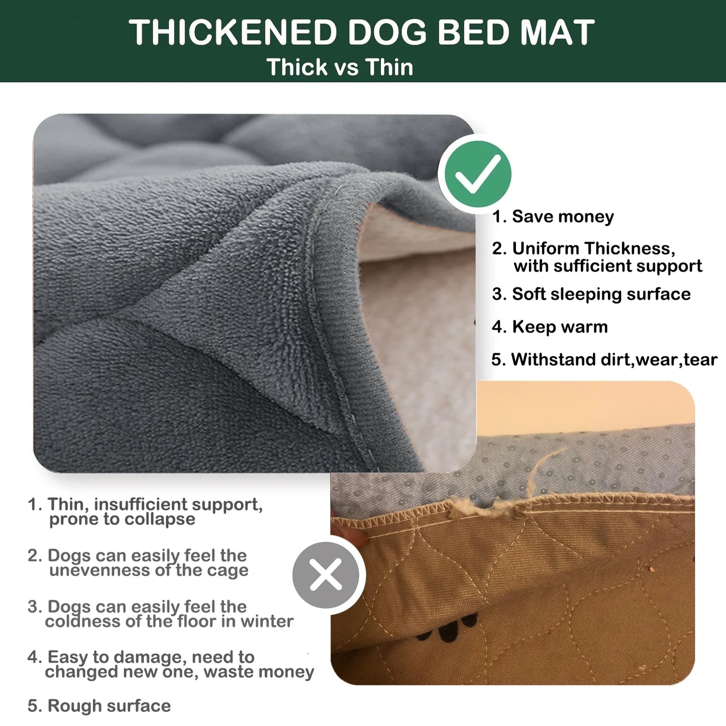 Dog Crate Bed Dog Crate Pad Washable Dog Bed Mat for Crate Mats for Dog Cage Mat Dog Kennel Pad Dog Kennel Mat Dog Crate Liner for Small Dogs and Cats,20"X16"