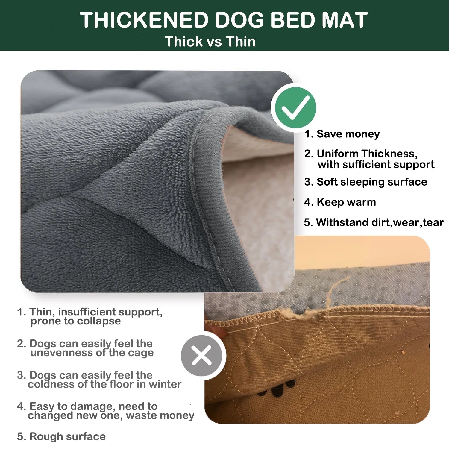 Dog Crate Bed Dog Crate Pad Washable Dog Bed Mat for Crate Mats for Dog Cage Mat Dog Kennel Pad Dog Kennel Mat Dog Crate Liner for Small Dogs and Cats,20"X16"