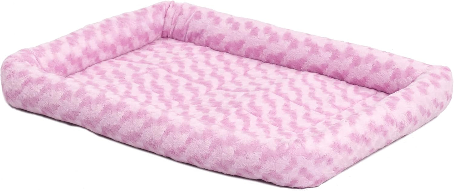 Cozy Gray Faux Fur Bolster Dog Bed - Ultra-Soft, Machine Washable, Perfect for XXS Dogs and Cats in 18-Inch Crates and Carriers