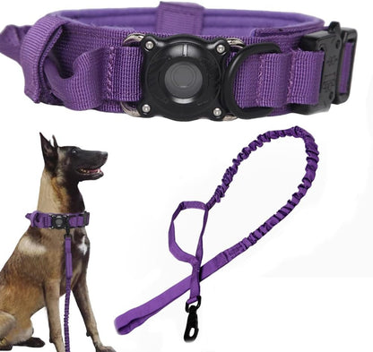 Tactical Dog Collar Adjustable Military Nylon Dog Collar with Control Handle and Heavy Duty Metal Buckle for Medium and Large Dogs (Brown,M)