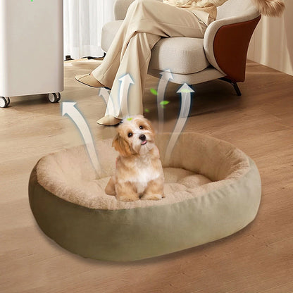 Winter Long Plush Pet Cat Oval Dog Beds Mat for Pet Cats, Cat Bed for Winter Warmth, Portable Washable Pet Bed Nest Cat Sleep Bag Nest Kennel, All-Season Suitable Pet
