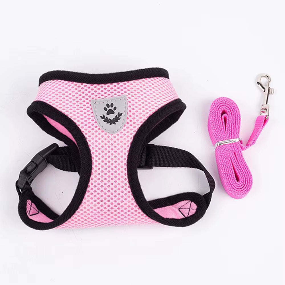 Adjustable Mesh Cute Small Cat Leash Breathable Summer Vest Cat Harness Leash Set Reflective for Small Dog Harness Leash